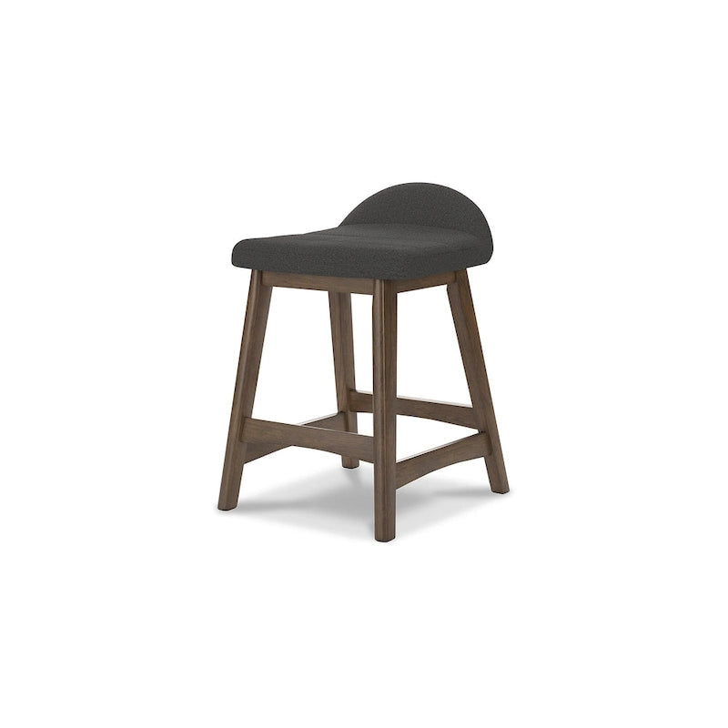 Tabouret de bar hauteur comptoir, lot de 2, style Mid-Century, polyester, coussin en mousse, structure en bois massif, 2 places, anthracite/sarcelle/gris/jaune