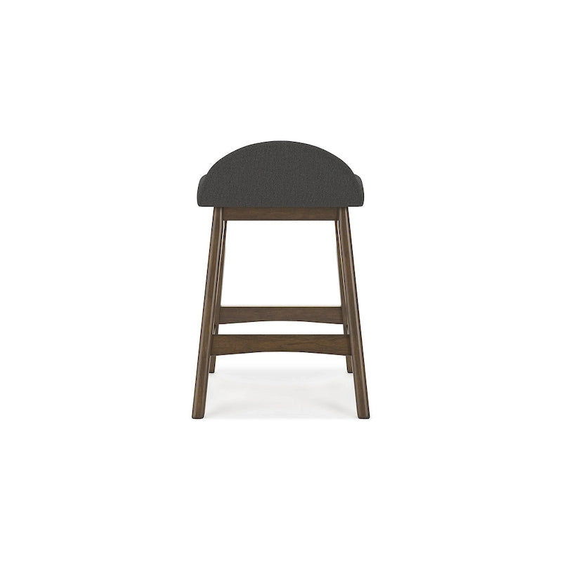 Tabouret de bar hauteur comptoir, lot de 2, style Mid-Century, polyester, coussin en mousse, structure en bois massif, 2 places, anthracite/sarcelle/gris/jaune