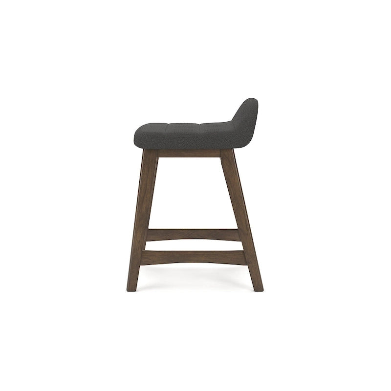 Tabouret de bar hauteur comptoir, lot de 2, style Mid-Century, polyester, coussin en mousse, structure en bois massif, 2 places, anthracite/sarcelle/gris/jaune