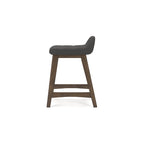 Tabouret de bar hauteur comptoir, lot de 2, style Mid-Century, polyester, coussin en mousse, structure en bois massif, 2 places, anthracite/sarcelle/gris/jaune