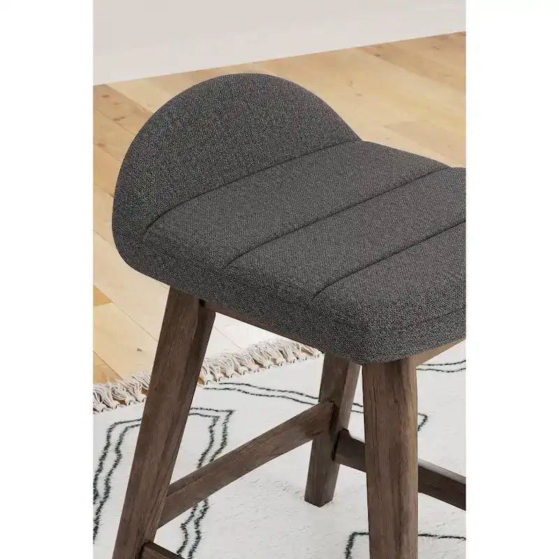 Tabouret de bar hauteur comptoir, lot de 2, style Mid-Century, polyester, coussin en mousse, structure en bois massif, 2 places, anthracite/sarcelle/gris/jaune
