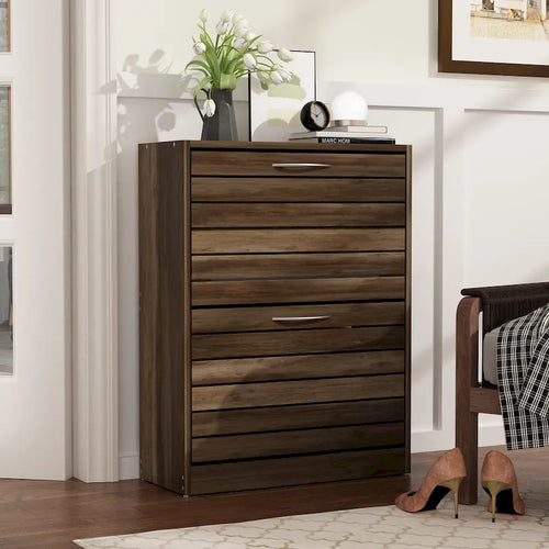 22.4W Two Drawers Shoe Cabinet,Fold-out Drawer Shoe Organizer