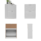 Meuble à chaussures à 2 tiroirs, tiroirs basculants, MDF étanche, 8 à 12 paires, 56,9 cm L x 23,9 cm P x 74,9 cm H, chêne foncé/chêne gris/blanc/bois