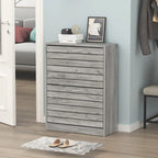 Meuble à chaussures à 2 tiroirs, tiroirs basculants, MDF étanche, 8 à 12 paires, 56,9 cm L x 23,9 cm P x 74,9 cm H, chêne foncé/chêne gris/blanc/bois