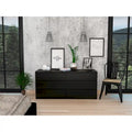 Commode 6 tiroirs, Noir/Blanc/Gris clair/Chêne clair, Glissières métalliques, Moderne