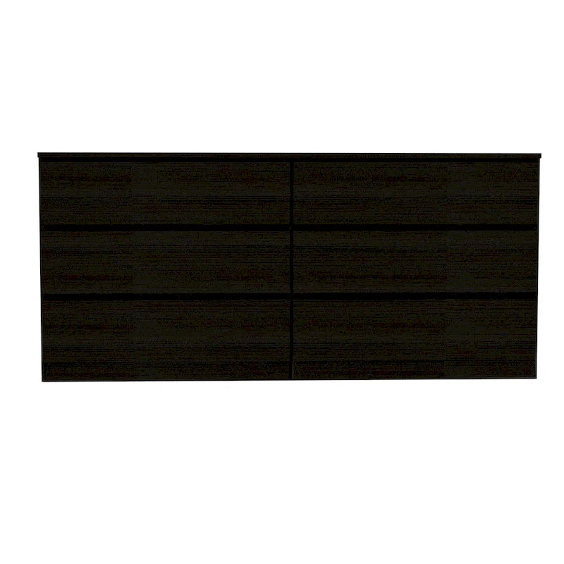 Commode 6 tiroirs, Noir/Blanc/Gris clair/Chêne clair, Glissières métalliques, Moderne