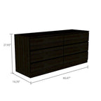 Commode 6 tiroirs, Noir/Blanc/Gris clair/Chêne clair, Glissières métalliques, Moderne