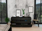 Commode 6 tiroirs, Noir/Blanc/Gris clair/Chêne clair, Glissières métalliques, Moderne