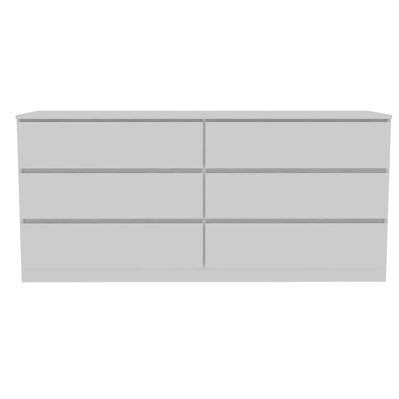 Commode 6 tiroirs, Noir/Blanc/Gris clair/Chêne clair, Glissières métalliques, Moderne