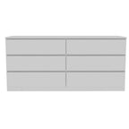 Commode 6 tiroirs, Noir/Blanc/Gris clair/Chêne clair, Glissières métalliques, Moderne
