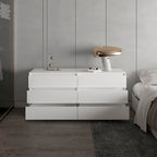 Commode 6 tiroirs, Noir/Blanc/Gris clair/Chêne clair, Glissières métalliques, Moderne