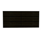 Commode 6 tiroirs, Noir/Blanc/Gris clair/Chêne clair, Glissières métalliques, Moderne