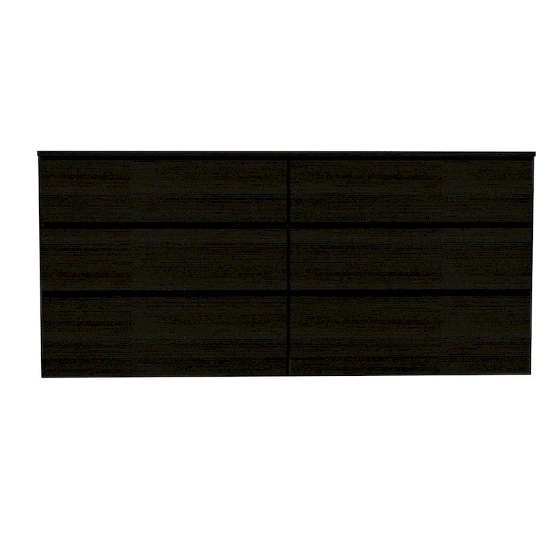 Commode 6 tiroirs, Noir/Blanc/Gris clair/Chêne clair, Glissières métalliques, Moderne