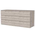 Commode 6 tiroirs, Noir/Blanc/Gris clair/Chêne clair, Glissières métalliques, Moderne