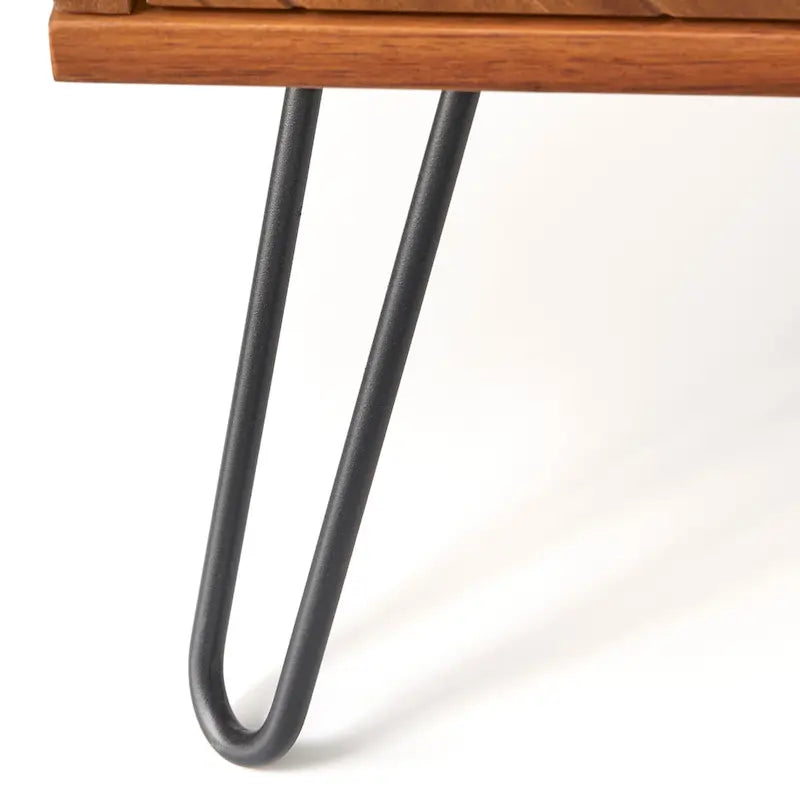 Table basse avec 2 tiroirs, chêne, motif chevron, style Mid-Century, placage acacia