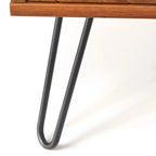 Table basse avec 2 tiroirs, chêne, motif chevron, style Mid-Century, placage acacia