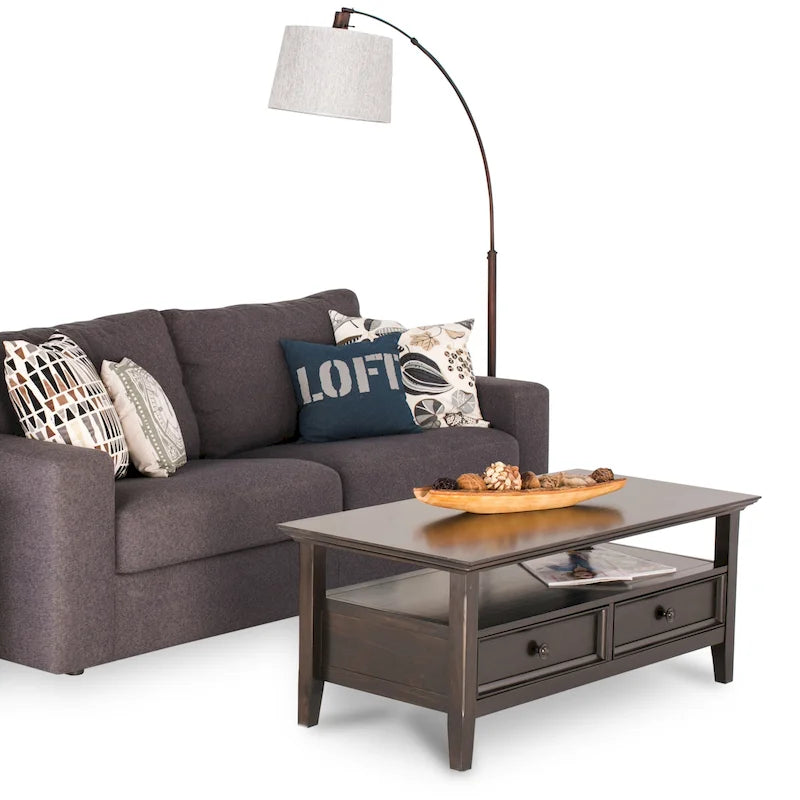 Console 3 tiroirs et 2 étagères, marron/beige délavé, vintage, MDF, 119 cm
