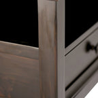 Console 3 tiroirs et 2 étagères, marron/beige délavé, vintage, MDF, 119 cm