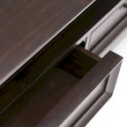 Console 3 tiroirs et 2 étagères, marron/beige délavé, vintage, MDF, 119 cm