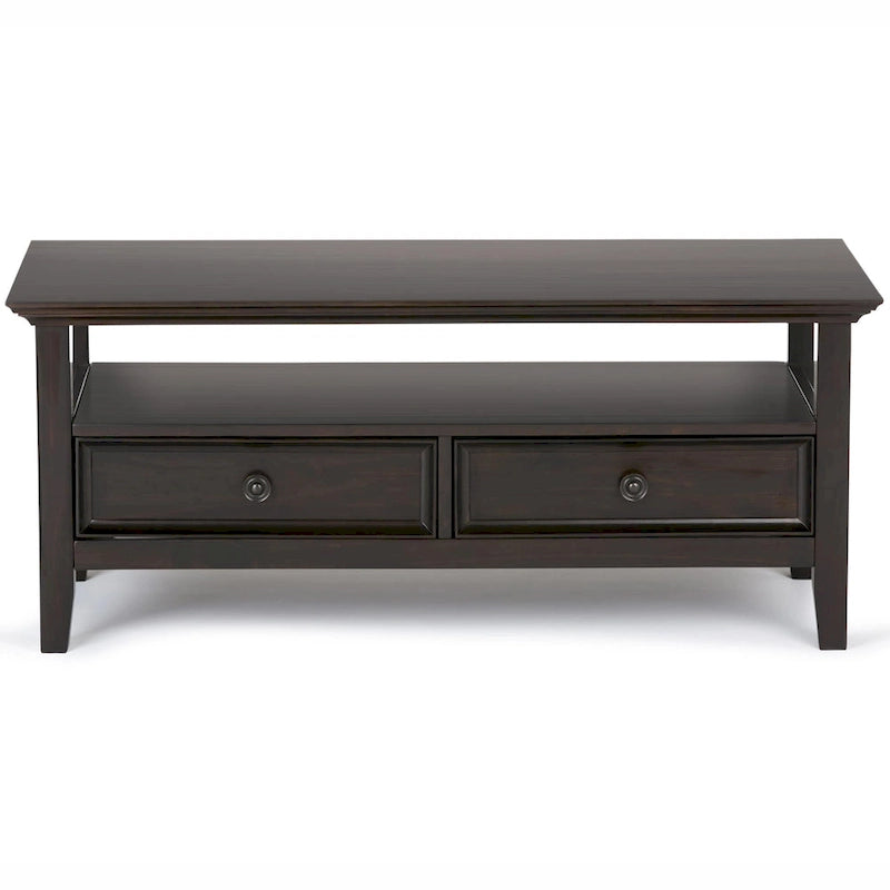 Console 3 tiroirs et 2 étagères, marron/beige délavé, vintage, MDF, 119 cm