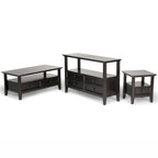 Console 3 tiroirs et 2 étagères, marron/beige délavé, vintage, MDF, 119 cm