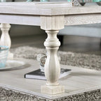 Table basse en bois avec étagère inférieure, blanc antique, rustique traditionnel, 132 cm de long, 34 kg, 1 place et plus