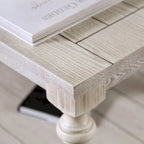 Table basse en bois avec étagère inférieure, blanc antique, rustique traditionnel, 132 cm de long, 34 kg, 1 place et plus