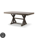 Table à manger extensible, style rustique de ferme, piètement tréteau, rallonge de 45,7 cm, bois, 152-198 cm (L) x 101,6 cm (l) x 78,7 cm (H), gris