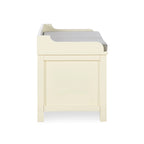 Banc de rangement capitonné avec portes coulissantes, bois et métal, blanc, standard, 45"L x 21"H, 1 place
