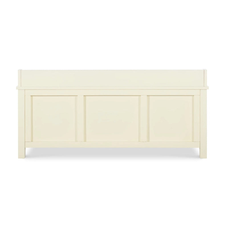 Banc de rangement capitonné avec portes coulissantes, bois et métal, blanc, standard, 45"L x 21"H, 1 place
