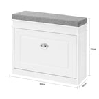 Banc à chaussures d'entrée avec rangement basculant et coussin rembourré, Blanc/Noir/Gris, MDF, 150kg