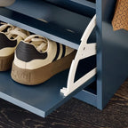 Banc à chaussures d'entrée avec rangement basculant et coussin rembourré, Blanc/Noir/Gris, MDF, 150kg