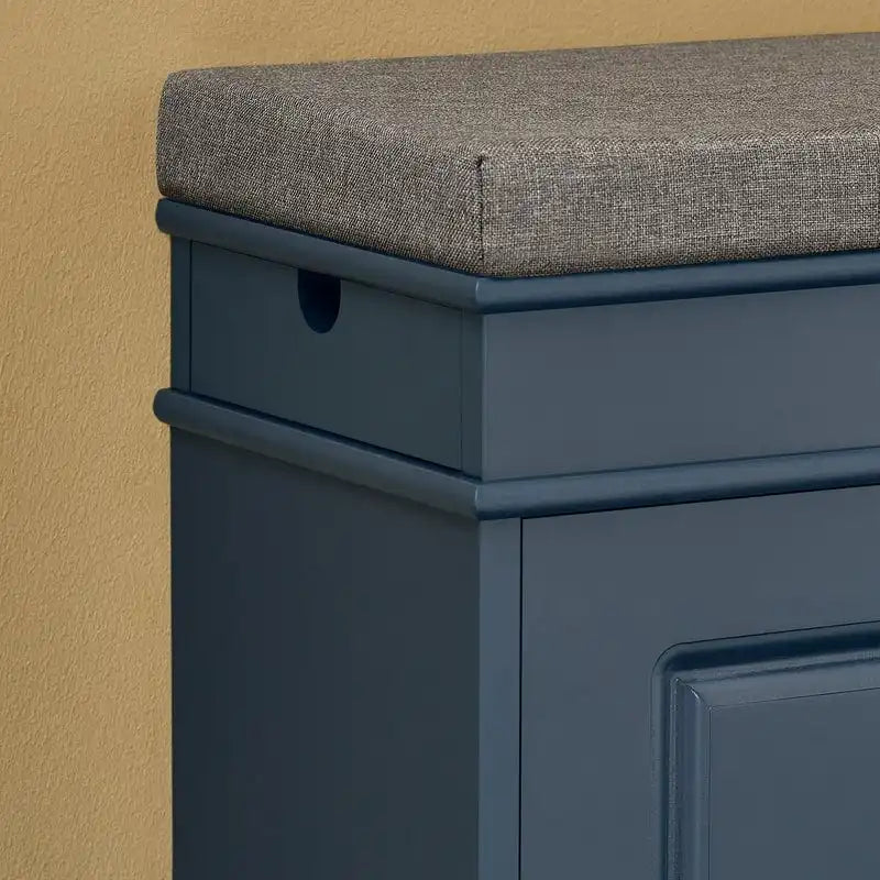 Banc à chaussures d'entrée avec rangement basculant et coussin rembourré, Blanc/Noir/Gris, MDF, 150kg