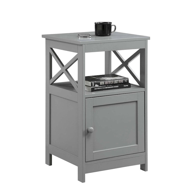 Table d'appoint avec armoire de rangement et étagère, MDF, cadre en X, 40,6 cm L x 40,6 cm P x 66 cm H, 7 couleurs
