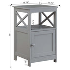 Table d'appoint avec armoire de rangement et étagère, MDF, cadre en X, 40,6 cm L x 40,6 cm P x 66 cm H, 7 couleurs