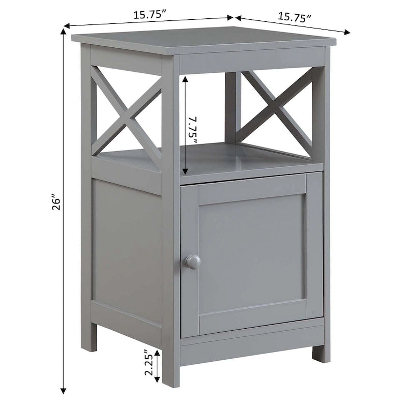 Table d'appoint avec armoire de rangement et étagère, MDF, cadre en X, 40,6 cm L x 40,6 cm P x 66 cm H, 7 couleurs