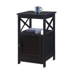 Table d'appoint avec armoire de rangement et étagère, MDF, cadre en X, 40,6 cm L x 40,6 cm P x 66 cm H, 7 couleurs