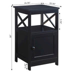 Table d'appoint avec armoire de rangement et étagère, MDF, cadre en X, 40,6 cm L x 40,6 cm P x 66 cm H, 7 couleurs