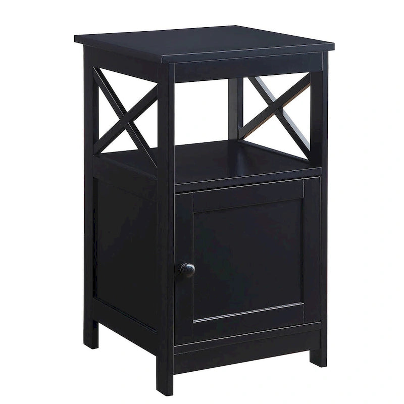 Table d'appoint avec armoire de rangement et étagère, MDF, cadre en X, 40,6 cm L x 40,6 cm P x 66 cm H, 7 couleurs