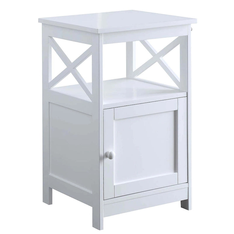 Table d'appoint avec armoire de rangement et étagère, MDF, cadre en X, 40,6 cm L x 40,6 cm P x 66 cm H, 7 couleurs
