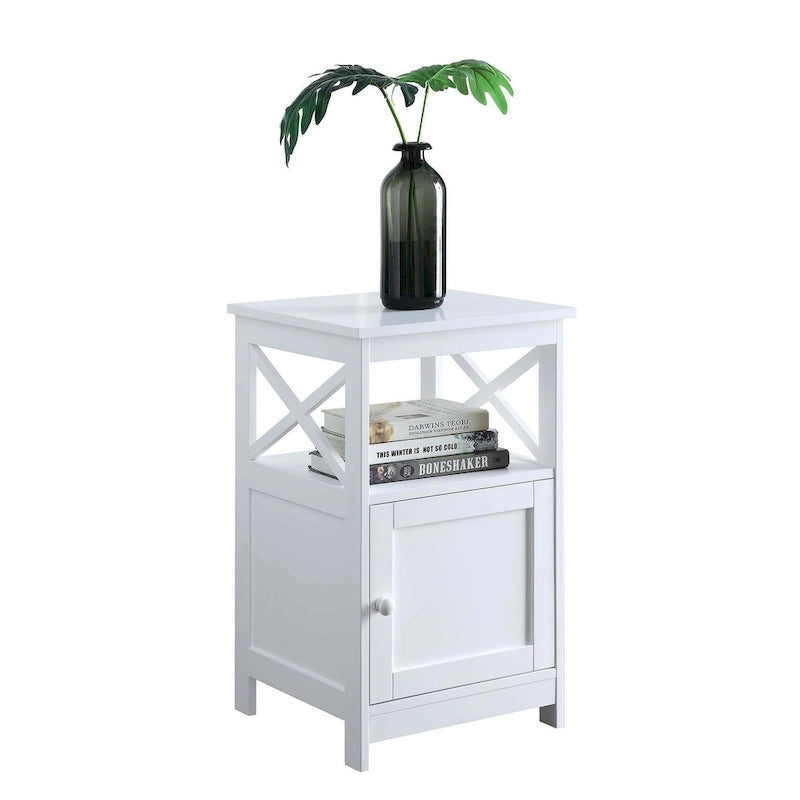 Table d'appoint avec armoire de rangement et étagère, MDF, cadre en X, 40,6 cm L x 40,6 cm P x 66 cm H, 7 couleurs
