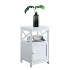 Table d'appoint avec armoire de rangement et étagère, MDF, cadre en X, 40,6 cm L x 40,6 cm P x 66 cm H, 7 couleurs