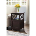 Table d'appoint avec armoire de rangement et étagère, MDF, cadre en X, 40,6 cm L x 40,6 cm P x 66 cm H, 7 couleurs