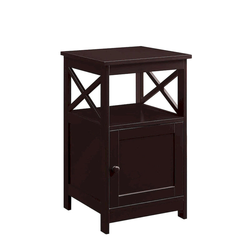 Table d'appoint avec armoire de rangement et étagère, MDF, cadre en X, 40,6 cm L x 40,6 cm P x 66 cm H, 7 couleurs