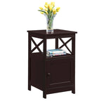 Table d'appoint avec armoire de rangement et étagère, MDF, cadre en X, 40,6 cm L x 40,6 cm P x 66 cm H, 7 couleurs