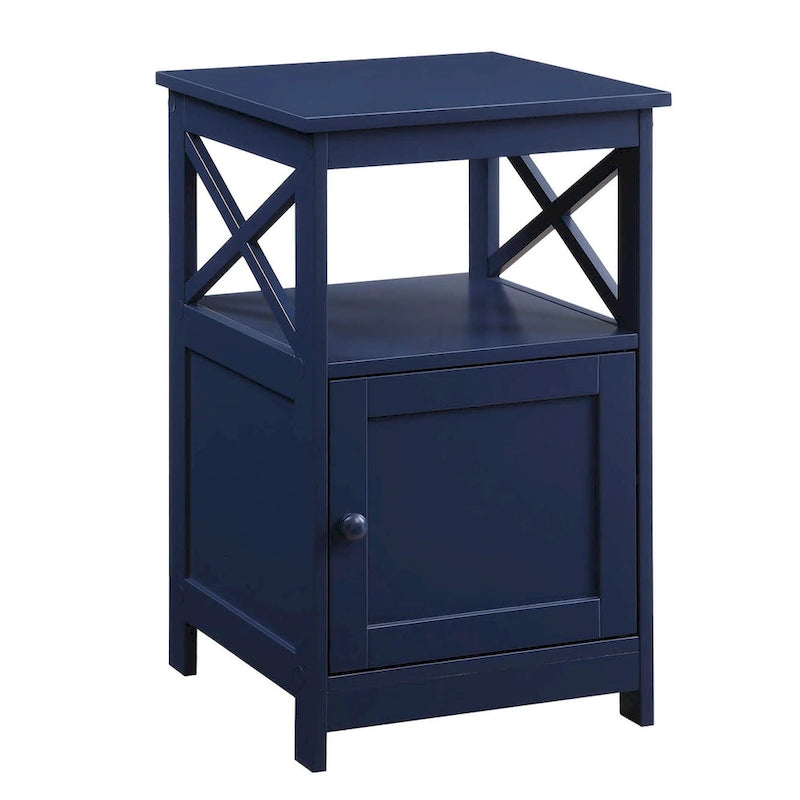 Table d'appoint avec armoire de rangement et étagère, MDF, cadre en X, 40,6 cm L x 40,6 cm P x 66 cm H, 7 couleurs