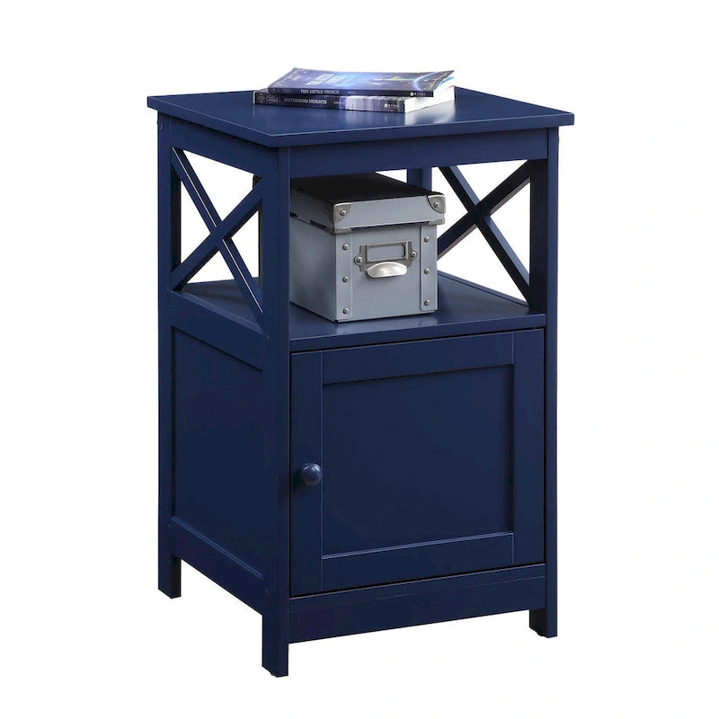 Table d'appoint avec armoire de rangement et étagère, MDF, cadre en X, 40,6 cm L x 40,6 cm P x 66 cm H, 7 couleurs