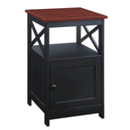 Table d'appoint avec armoire de rangement et étagère, MDF, cadre en X, 40,6 cm L x 40,6 cm P x 66 cm H, 7 couleurs