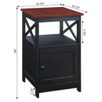 Table d'appoint avec armoire de rangement et étagère, MDF, cadre en X, 40,6 cm L x 40,6 cm P x 66 cm H, 7 couleurs