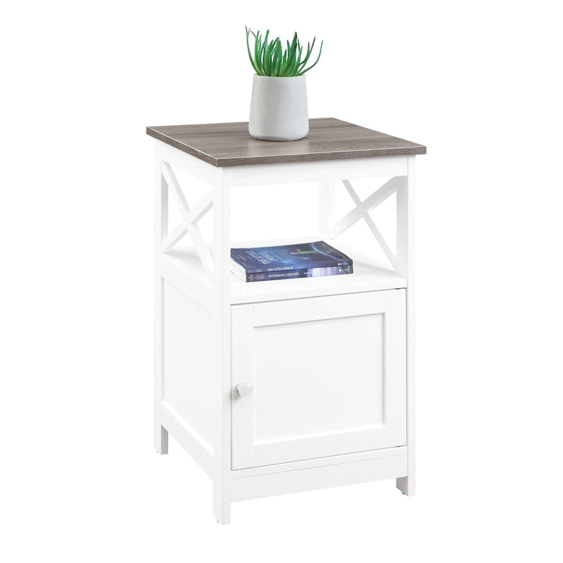 Table d'appoint avec armoire de rangement et étagère, MDF, cadre en X, 40,6 cm L x 40,6 cm P x 66 cm H, 7 couleurs